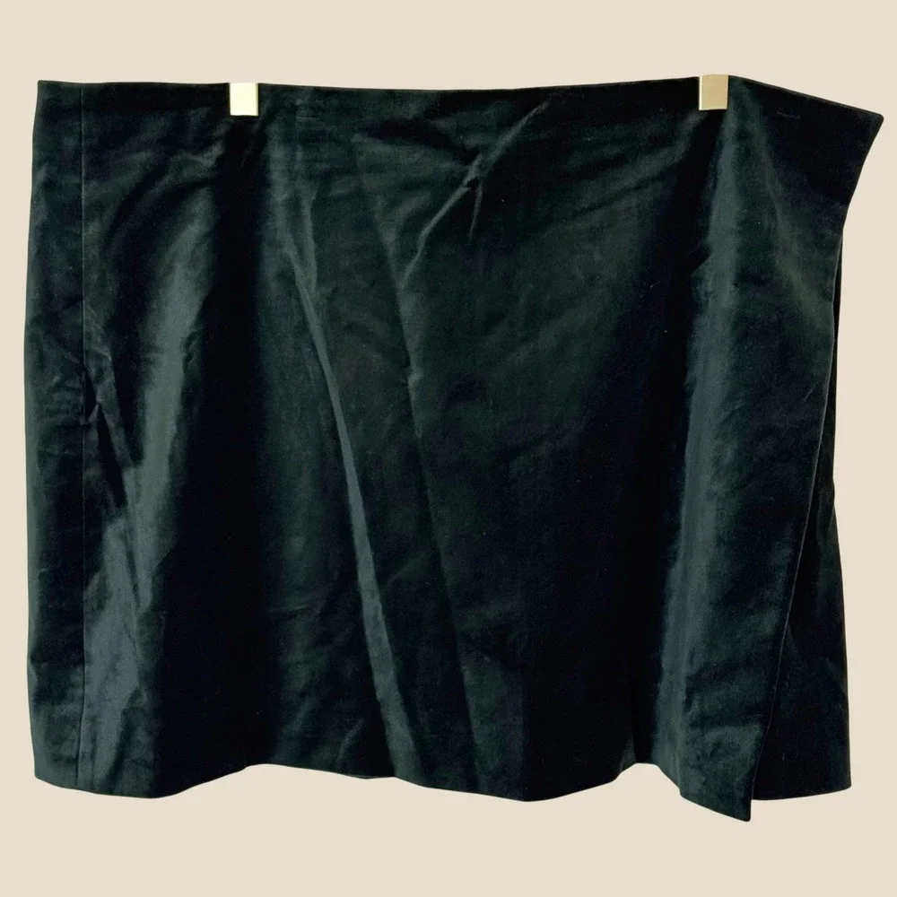 J.Crew Velvet Wrap Mini Skirt Womens 18 Dark Forest Green Holiday Ora Tessuti